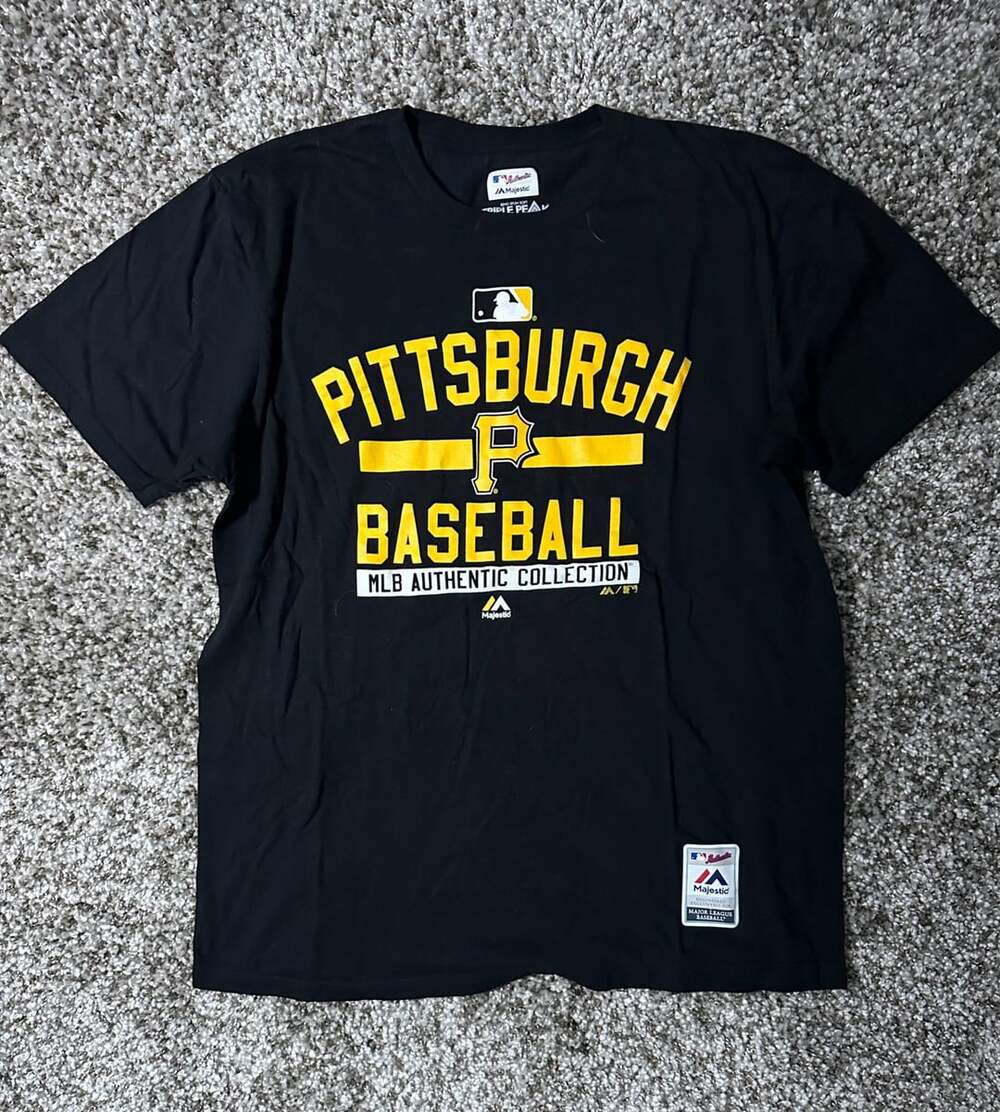 Majestic Pittsburgh Pirates T-Shirt Size XL Black MLB Authentic Collection